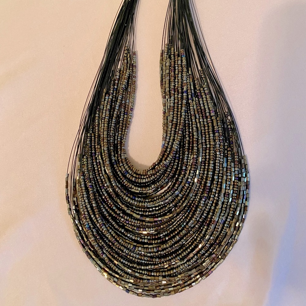 Glitter Multi-Stranded Beaded Necklace - image 1